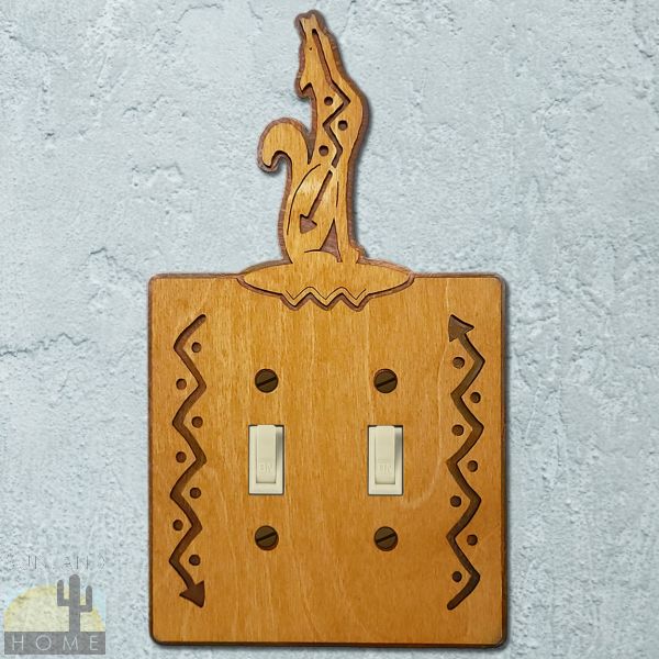167222S - Coyote Wood and Metal Double Standard Switch Plate in Golden Sienna Finish