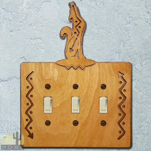 167223S - Coyote Wood and Metal Triple Standard Switch Plate in Golden Sienna Finish
