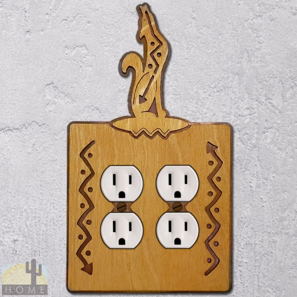 167225 - Coyote Wood and Metal Double Outlet Cover in Golden Sienna Finish