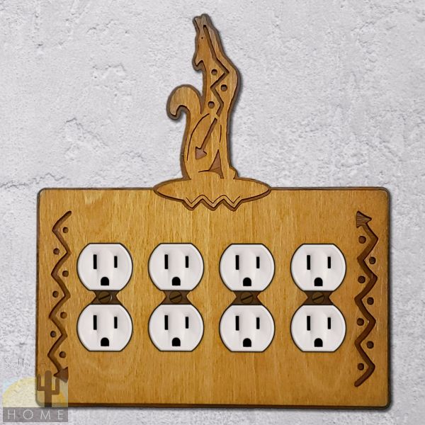 167227 - Coyote Wood and Metal Quad Outlet Cover in Golden Sienna Finish