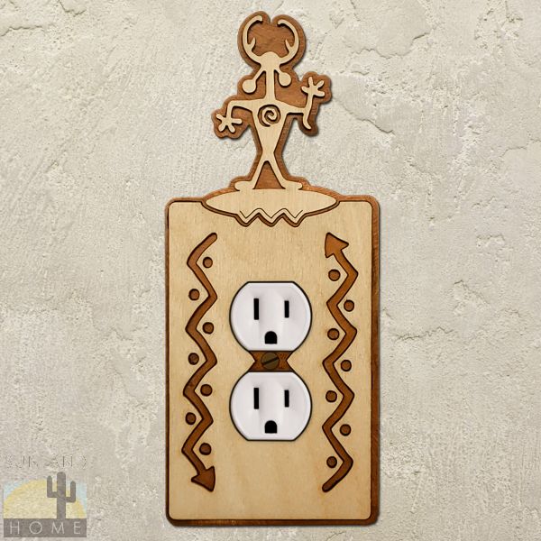168110 - Moab Man Wood and Metal Single Outlet Cover in Natural Birch Finish