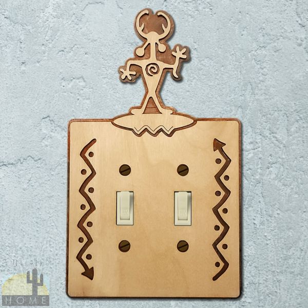 168112S - Moab Man Wood and Metal Double Standard Switch Plate in Natural Birch Finish