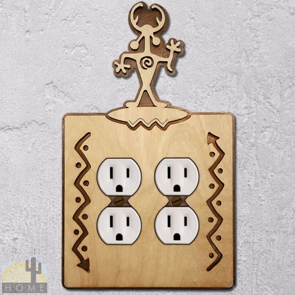 168115 - Moab Man Wood and Metal Double Outlet Cover in Natural Birch Finish