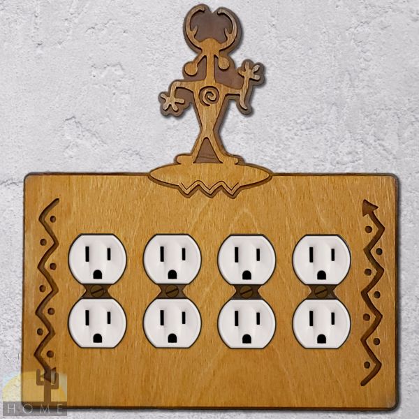 168127 - Moab Man Wood and Metal Quad Outlet Cover in Golden Sienna Finish