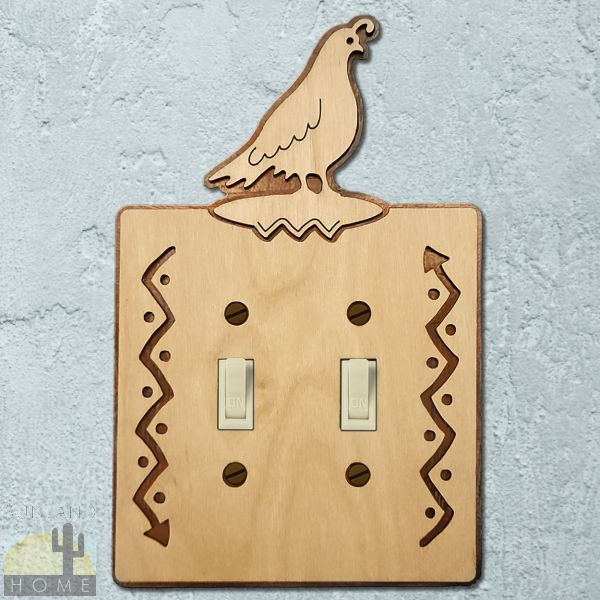 168212S - Quail Wood and Metal Double Standard Switch Plate in Natural Birch Finish