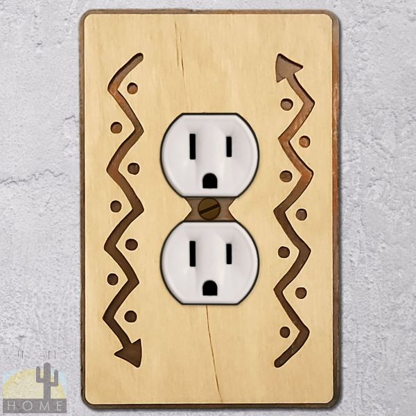 168510 - Arrow Wood and Metal Single Outlet Cover in Natural Birch Finish