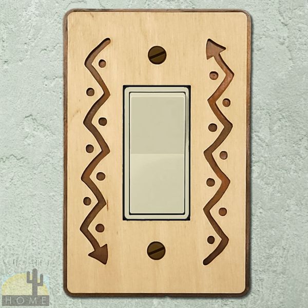 168511R - Arrow Wood and Metal Single Rocker Switch Plate in Natural Birch Finish