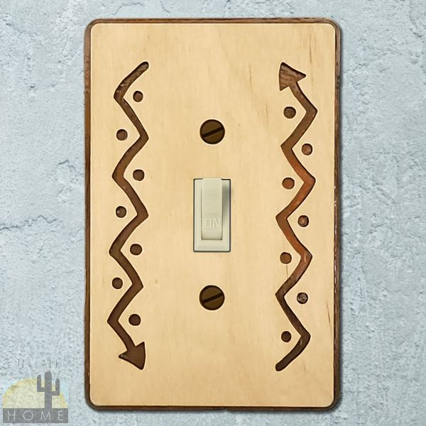 168511S - Arrow Wood and Metal Single Standard Switch Plate in Natural Birch Finish