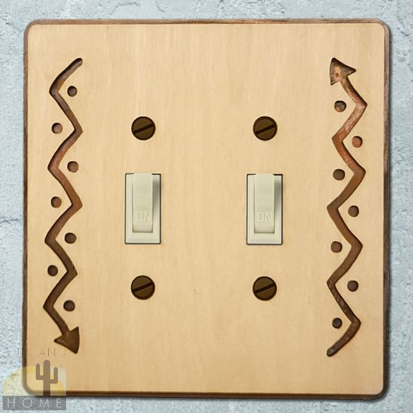 168512S - Arrow Wood and Metal Double Standard Switch Plate in Natural Birch Finish