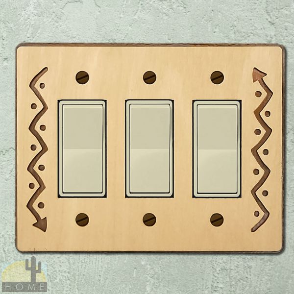 168513R - Arrow Wood and Metal Triple Rocker Switch Plate in Natural Birch Finish