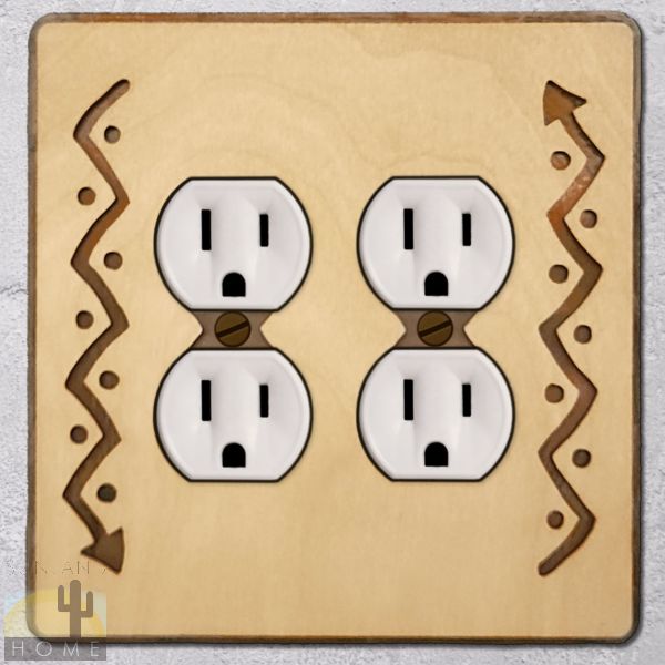 168515 - Arrow Wood and Metal Double Outlet Cover in Natural Birch Finish