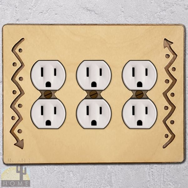 168516 - Arrow Wood and Metal Triple Outlet Cover in Natural Birch Finish