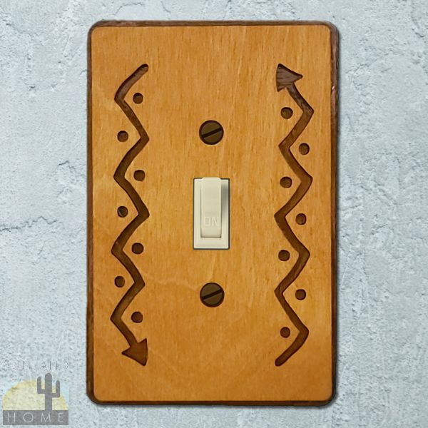 168521S - Arrow Wood and Metal Single Standard Switch Plate in Golden Sienna Finish