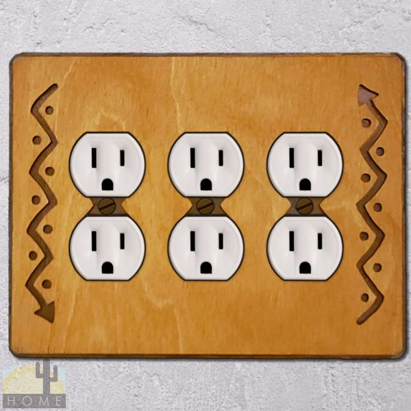 168526 - Arrow Wood and Metal Triple Outlet Cover in Golden Sienna Finish