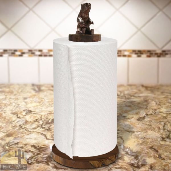 172054 - Bear Sitting Ironwood Paper Towel Holder