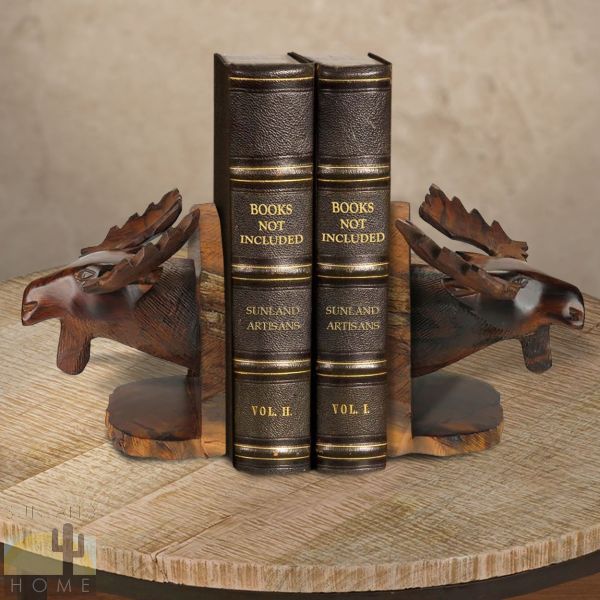 172081 - Moose Head Large Ironwood Set of Two Bookends