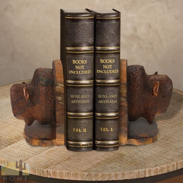 172085 - Buffalo Head Large Ironwood Set of Two Bookends