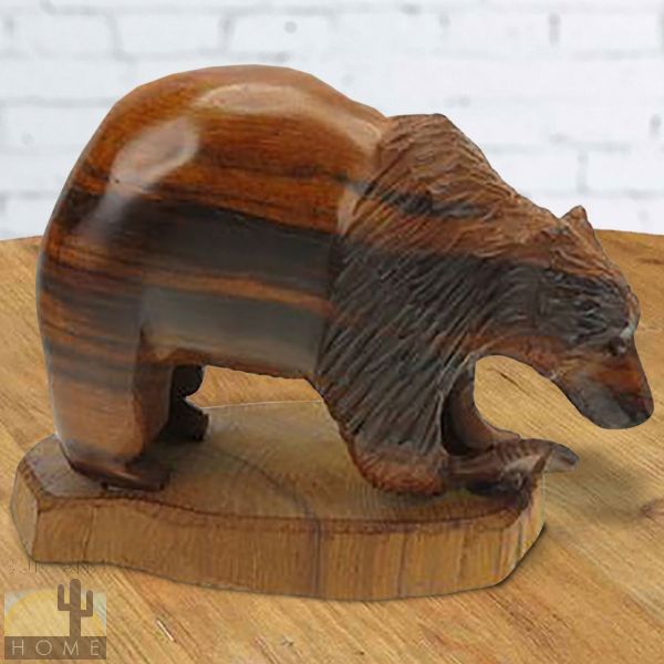 172090 - 4in Long Bear Fishing Ironwood Carving