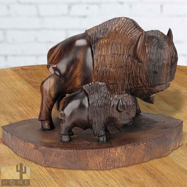 172121 - 4in Long Buffalo with Baby Ironwood Carving