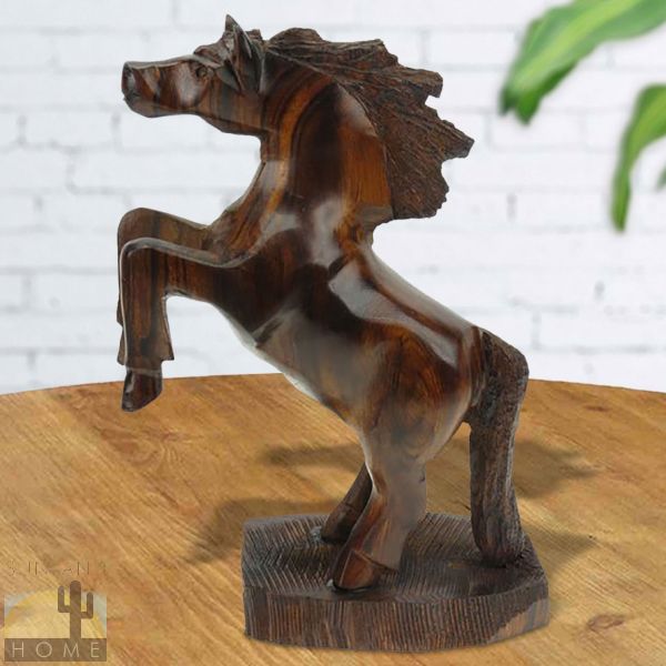 172195 - 6-7in Tall Horse Rearing Ironwood Carving
