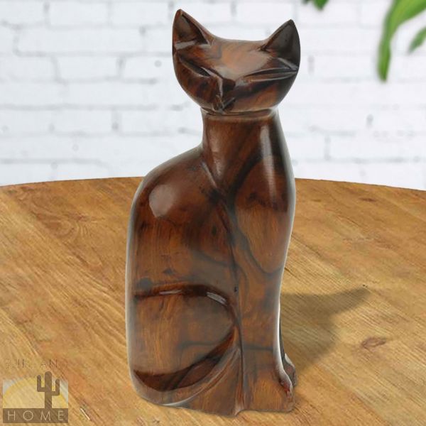 172204 - 5in Tall Sitting Cat Ironwood Carving