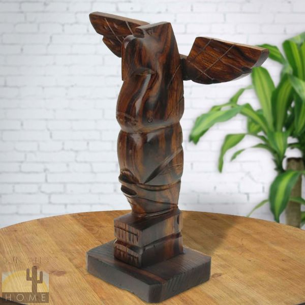 172211 - 12in Tall Totem Pole Ironwood Carving