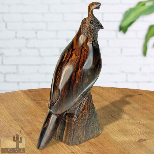 173003 - 9in Tall Detailed Quail Ironwood Carving - Southwestern Decor - 1608