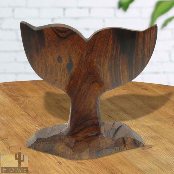 173008 - 4in Tall Whale Tail Ironwood Carving - Seashore Decor - 2250
