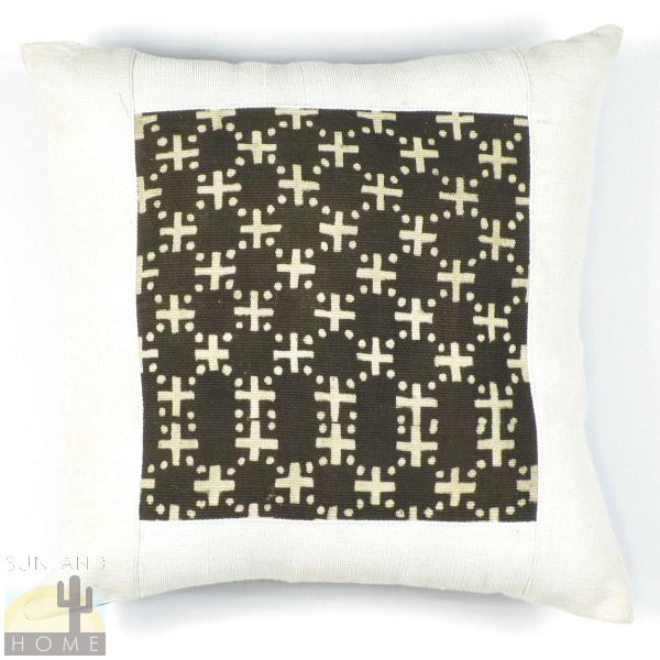 Hand Woven African 16 inch Pillow - Web of Circles - White