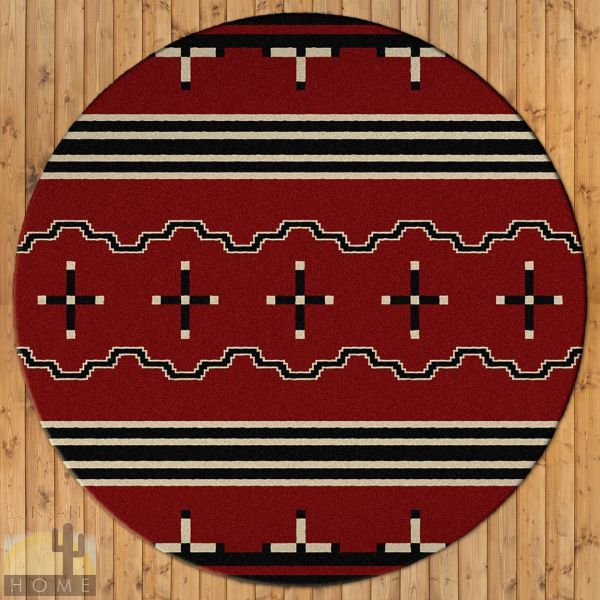 8ft Diameter (92in) Big Chief Red Round Area Rug number 202036