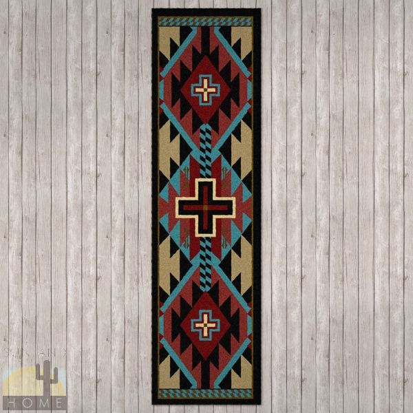 2ft x 8ft (25in x 92in) Rustic Cross Blue Hall Runner number 202275