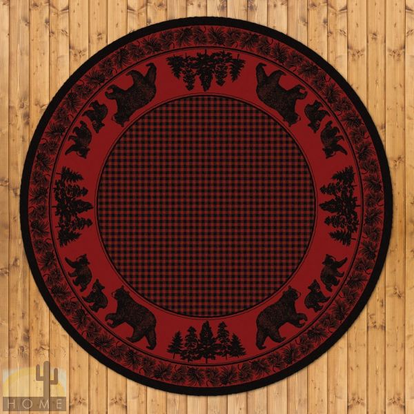 8ft Diameter (92in) Bear Family Round Area Rug number 202386
