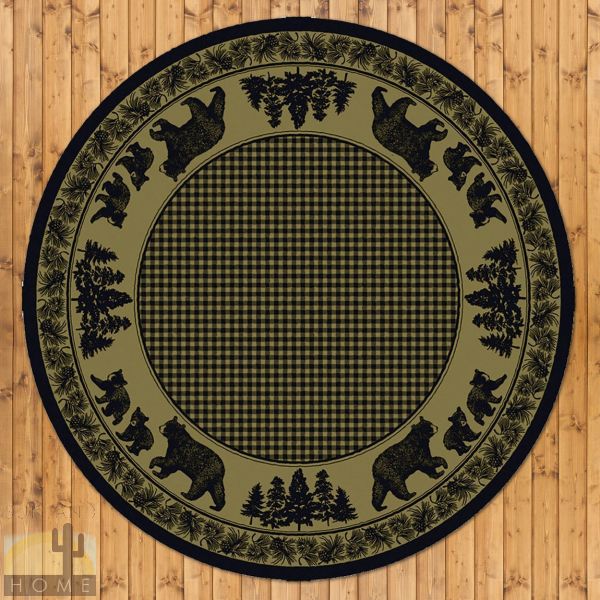 8ft Diameter (92in) Bear Family Round Area Rug number 202396