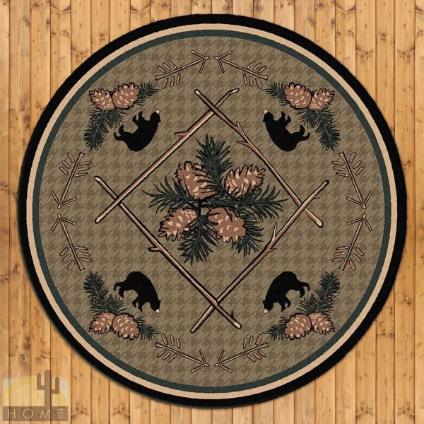 8ft Diameter (92in) Pine Cone Bears Round Area Rug number 202586