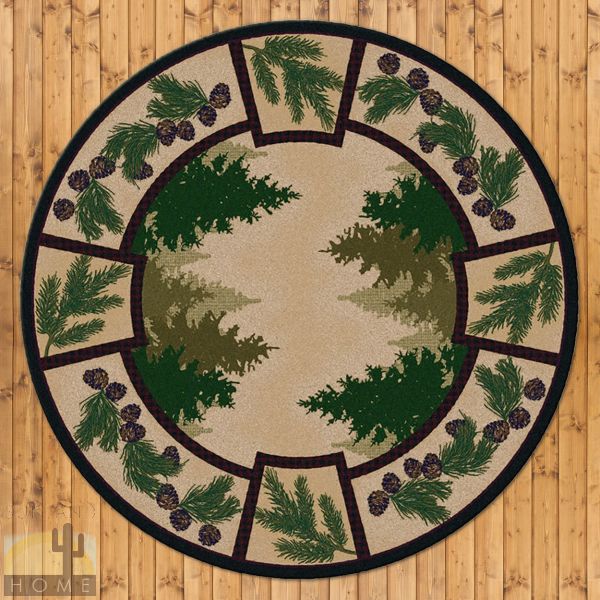 8ft Diameter (92in) Pine Forest Round Area Rug number 202596