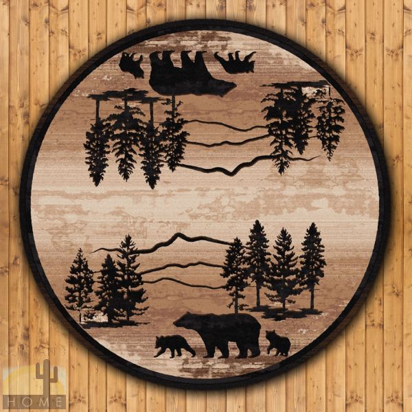 8ft Diameter (92in) Mountain Shadow Bear Round Area Rug number 202846
