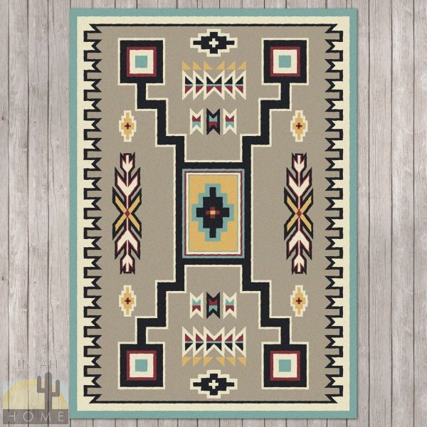 4ft x 5ft (46in x 64in) Old Crow Turquoise Area Rug number 203532