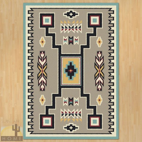 8ft x 11ft (92in x 129in) Old Crow Turquoise Area Rug number 203534