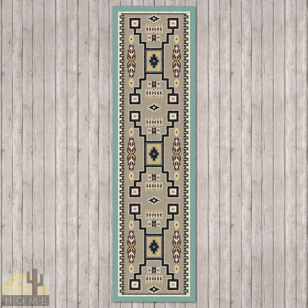 2ft x 8ft (25in x 92in) Old Crow Turquoise Hall Runner number 203535
