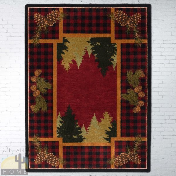5ft x 8ft (64in x 92in) Plaid Woodsman Red Area Rug number 203723