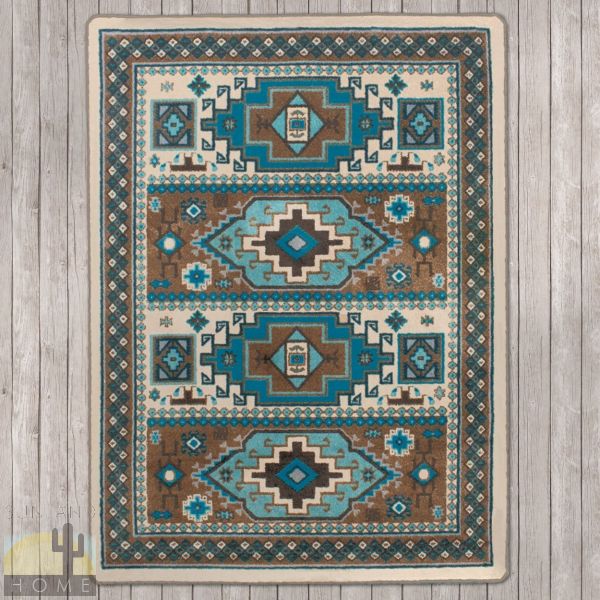4ft x 5ft (46in x 64in) Indigo Turquoise Area Rug number 203922