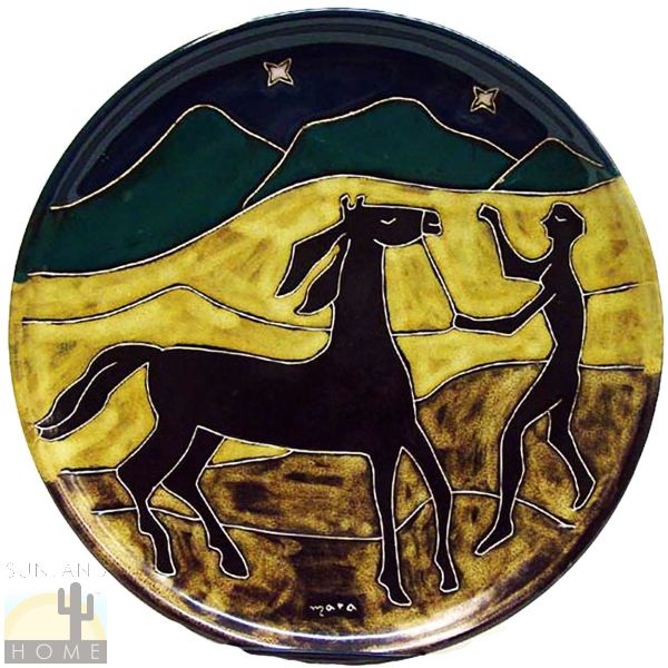 540S3 Mara Stoneware 12in Platter Horse Man