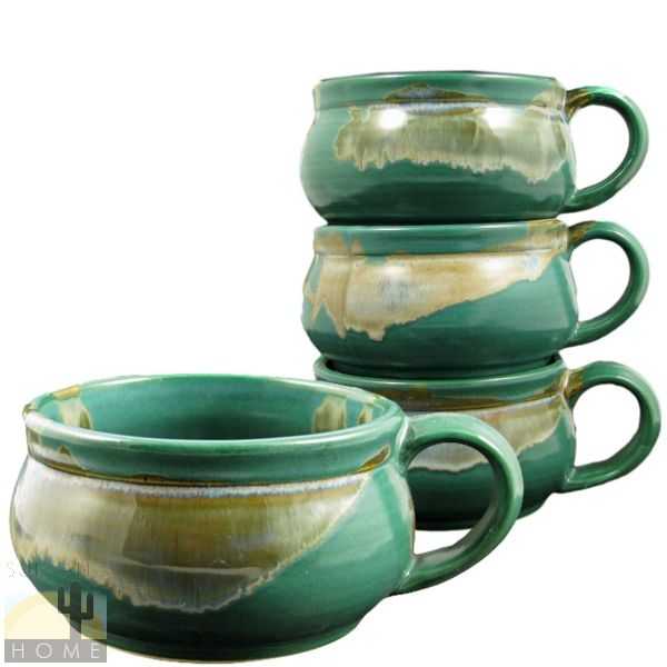 Prado Stoneware Stacking Soup Cups Set of 4 Matte Green