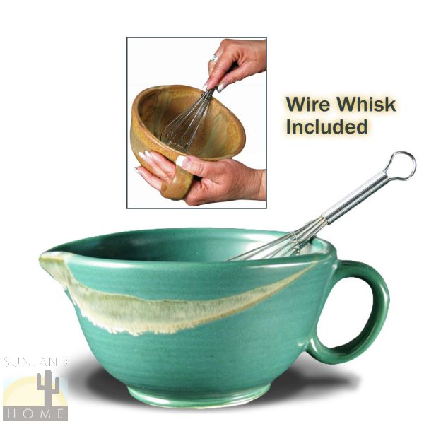 Prado Stoneware 30oz Mixing Bowl Whisk Included Matte Green