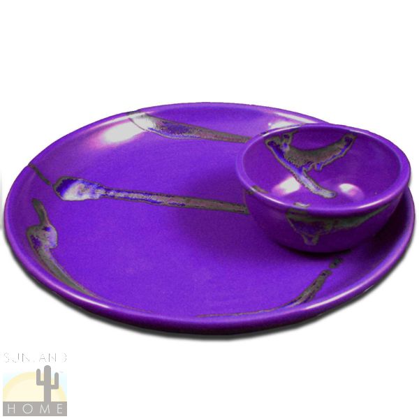 Prado Stoneware Nacho and Salsa Tray 12 inch Purple