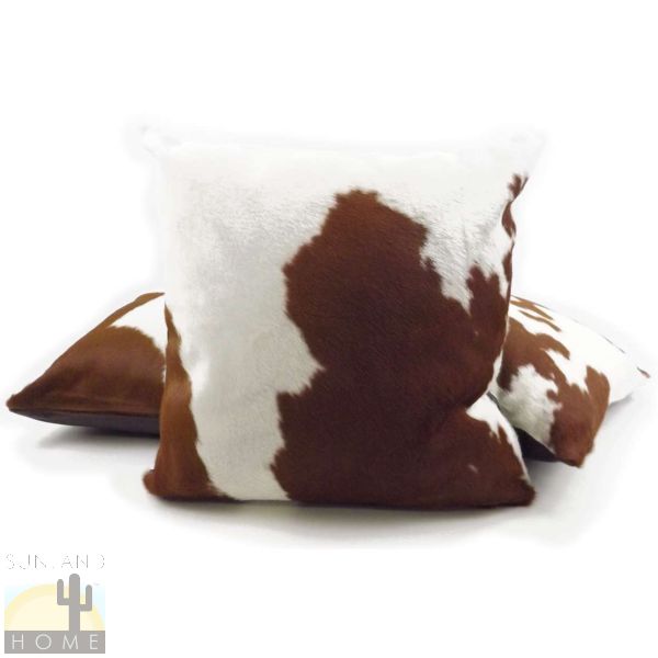 20in Overstuffed Cowhide Pillow - Brown and White on Both Sides