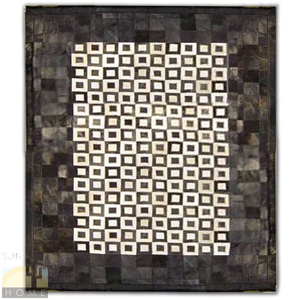 Custom Cowhide Patchwork Rug - 4in Squares - Framed Chads