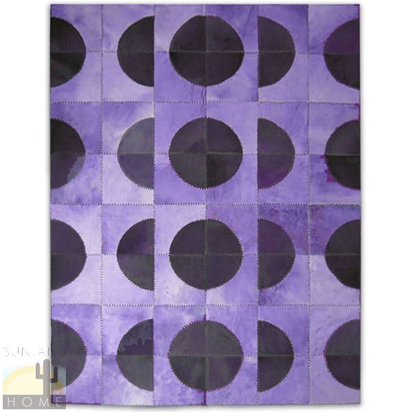 Custom Cowhide Patchwork Rug - 8in Squares - Black Circles on Color