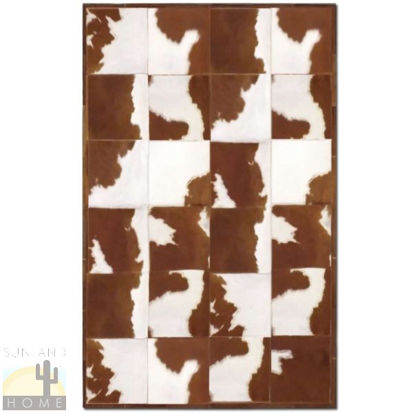 Custom Cowhide Patchwork Rug - 16in Brown and White Squares