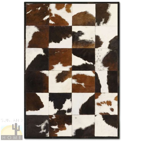 Custom Cowhide Patchwork Rug - 16in Tricolor Squares